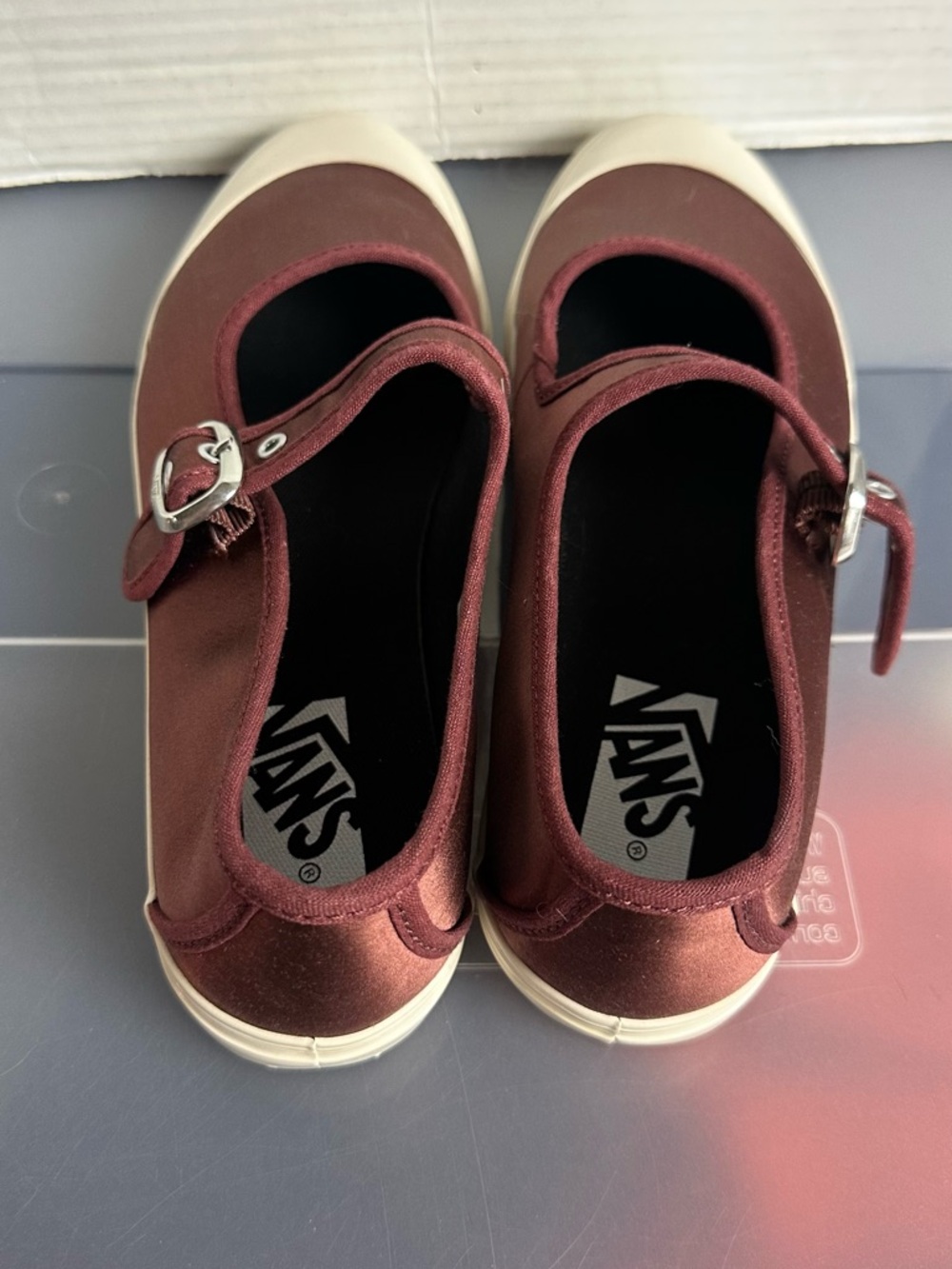 Vans Mary Janes Burgundy Satin Shoes - Picture 5 of 5